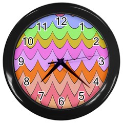 Pastel Waves Pattern Wall Clock (black)