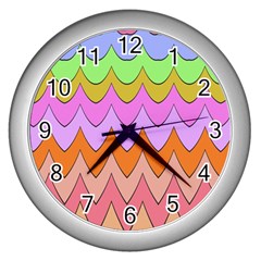 Pastel Waves Pattern Wall Clock (silver)