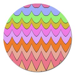 Pastel Waves Pattern Magnet 5  (round) by LalyLauraFLM