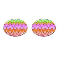 Pastel Waves Pattern Cufflinks (oval)