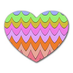 Pastel Waves Pattern Heart Mousepad by LalyLauraFLM