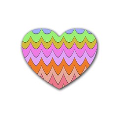 Pastel Waves Pattern Heart Coaster (4 Pack)