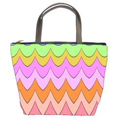 Pastel Waves Pattern Bucket Bag