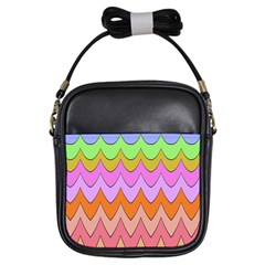 Pastel Waves Pattern Girls Sling Bag