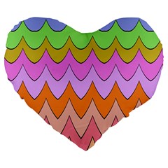 Pastel Waves Pattern Large 19  Premium Heart Shape Cushion