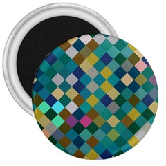 Rhombus Pattern In Retro Colors 3  Magnet