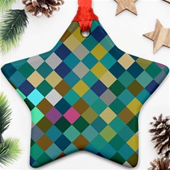 Rhombus Pattern In Retro Colors Ornament (star) by LalyLauraFLM