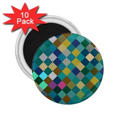 Rhombus Pattern In Retro Colors 2 25  Magnet (10 Pack)