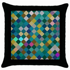 Rhombus Pattern In Retro Colors Throw Pillow Case (black)