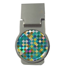 Rhombus Pattern In Retro Colors Money Clip (round)