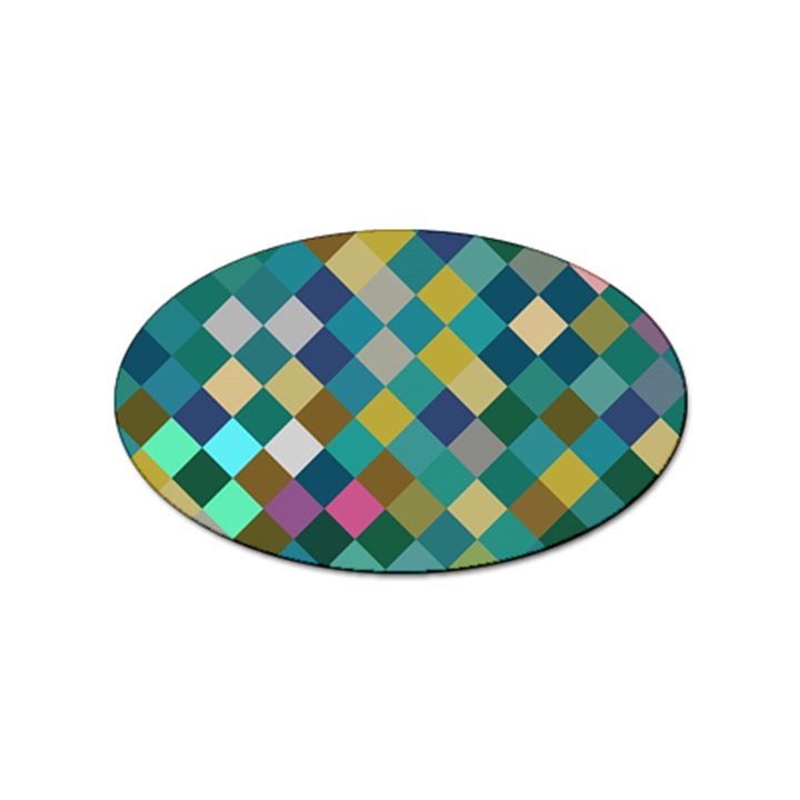 Rhombus pattern in retro colors Sticker (Oval)