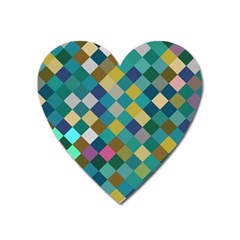 Rhombus Pattern In Retro Colors Magnet (heart) by LalyLauraFLM