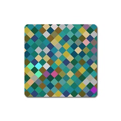 Rhombus Pattern In Retro Colors Magnet (square) by LalyLauraFLM