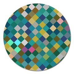 Rhombus Pattern In Retro Colors Magnet 5  (round) by LalyLauraFLM