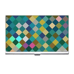 Rhombus Pattern In Retro Colors Business Card Holder