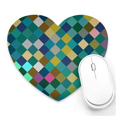 Rhombus Pattern In Retro Colors Heart Mousepad