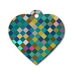 Rhombus Pattern In Retro Colors Dog Tag Heart (two Sides) by LalyLauraFLM