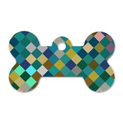 Rhombus Pattern In Retro Colors Dog Tag Bone (one Side)