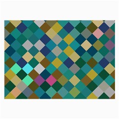 Rhombus Pattern In Retro Colors Large Glasses Cloth (2 Sides) by LalyLauraFLM