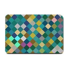 Rhombus Pattern In Retro Colors Small Doormat by LalyLauraFLM