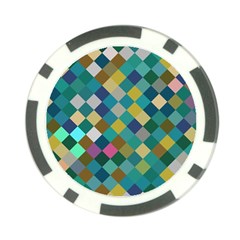 Rhombus Pattern In Retro Colors Poker Chip Card Guard