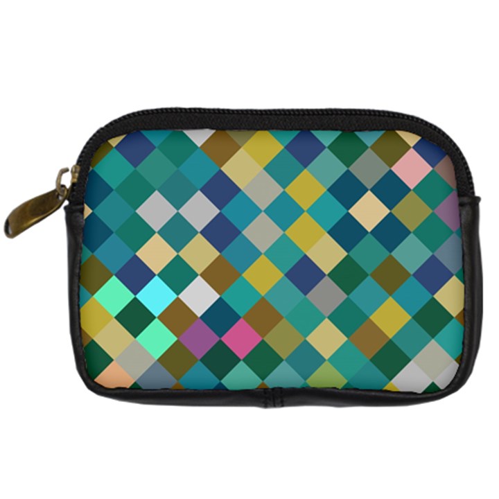 Rhombus pattern in retro colors Digital Camera Leather Case