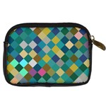 Rhombus pattern in retro colors Digital Camera Leather Case Back