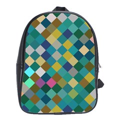 Rhombus Pattern In Retro Colors School Bag (large)