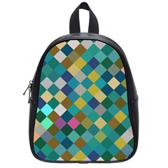 Rhombus Pattern In Retro Colors School Bag (small)