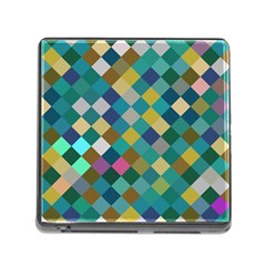 Rhombus Pattern In Retro Colors Memory Card Reader (square)