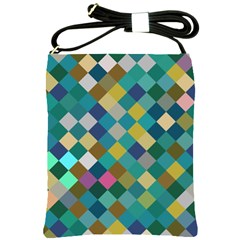 Rhombus Pattern In Retro Colors Shoulder Sling Bag by LalyLauraFLM