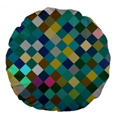 Rhombus Pattern In Retro Colors Large 18  Premium Round Cushion 