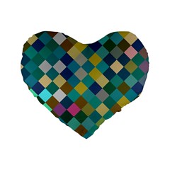 Rhombus Pattern In Retro Colors Standard 16  Premium Heart Shape Cushion 