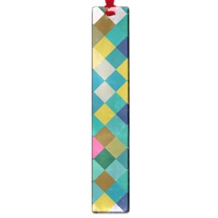 Rhombus Pattern In Retro Colors Large Book Mark by LalyLauraFLM