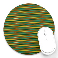 Diagonal Stripes Pattern Round Mousepad