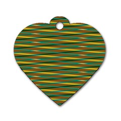 Diagonal Stripes Pattern Dog Tag Heart (one Side)