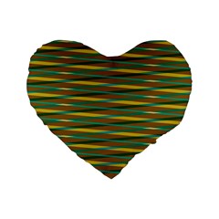 Diagonal Stripes Pattern Standard 16  Premium Heart Shape Cushion  by LalyLauraFLM