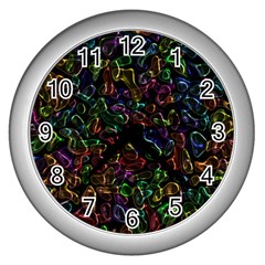 Colorful Transparent Shapes Wall Clock (silver)