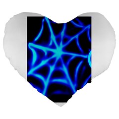 Neon Web Large 19  Premium Flano Heart Shape Cushions