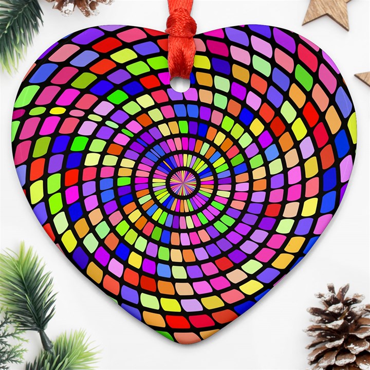 Colorful whirlpool Heart Ornament (Two Sides)