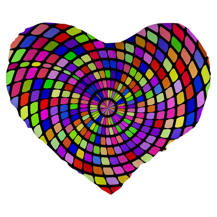 Colorful whirlpool Large 19  Premium Heart Shape Cushion