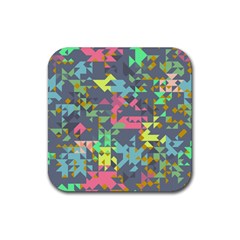 Pastel Scattered Pieces Rubber Coaster (square)