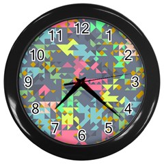 Pastel Scattered Pieces Wall Clock (black)