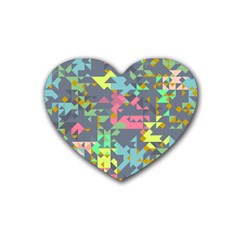 Pastel Scattered Pieces Rubber Coaster (heart)