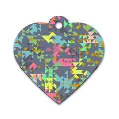 Pastel Scattered Pieces Dog Tag Heart (two Sides)