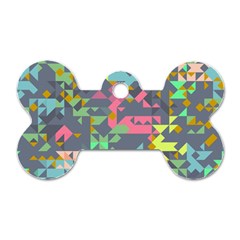 Pastel Scattered Pieces Dog Tag Bone (one Side)