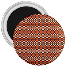 Brown Orange Rhombus Pattern 3  Magnet