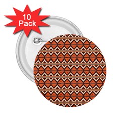 Brown Orange Rhombus Pattern 2 25  Button (10 Pack)