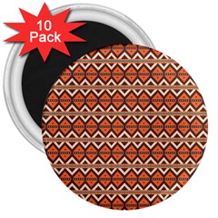 Brown Orange Rhombus Pattern 3  Magnet (10 Pack)