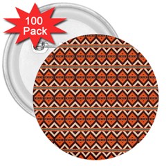 Brown Orange Rhombus Pattern 3  Button (100 Pack)